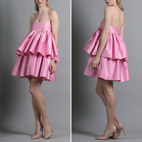 ROTATE by BIRGER CHRISTENSEN Carmina Tiered Ruffle Dress in Prism Pink Size 6 - Picture 12 of 16